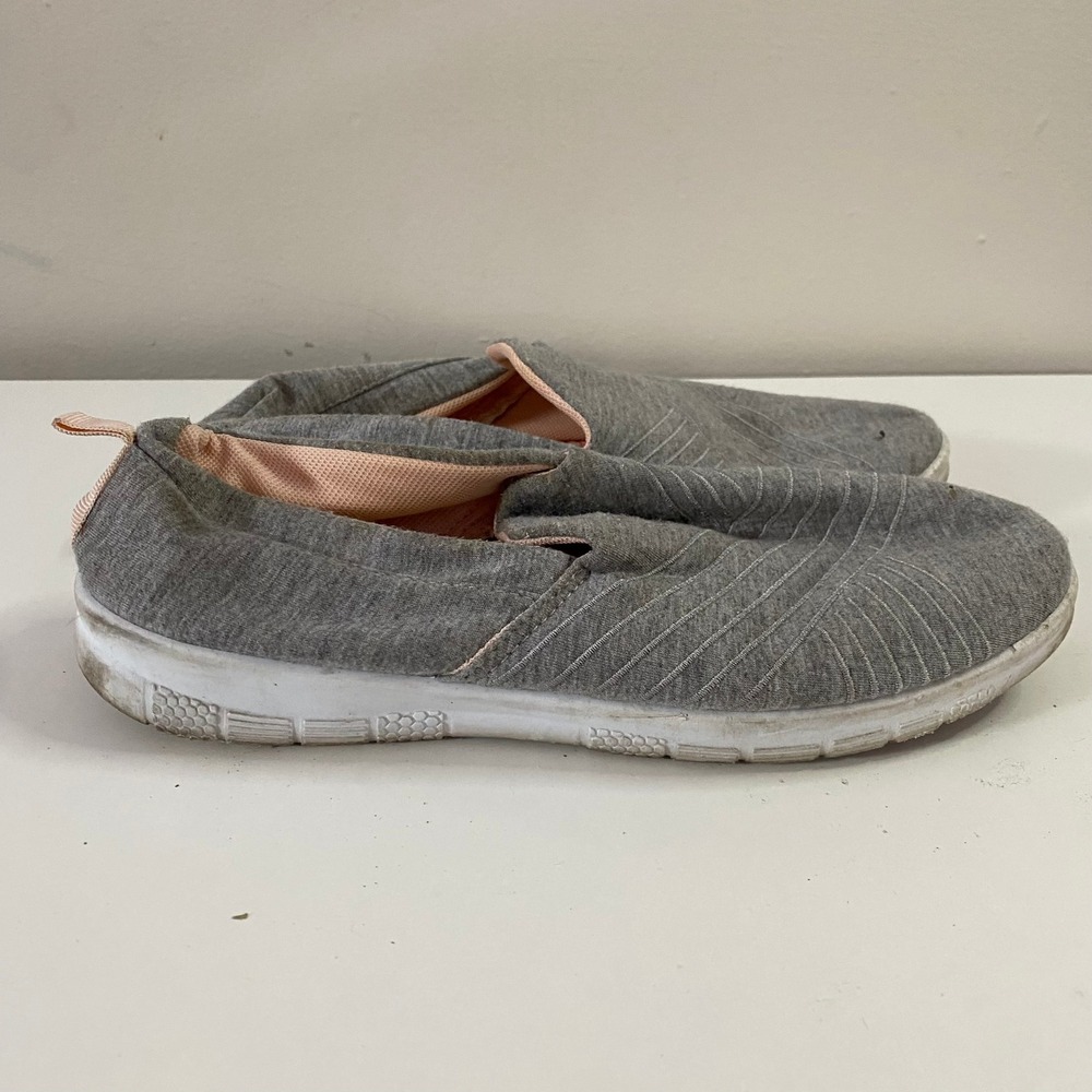 Canvas Casuals Slip On Shoes Womens 7 Gray Comfort Jersey Knit Flats